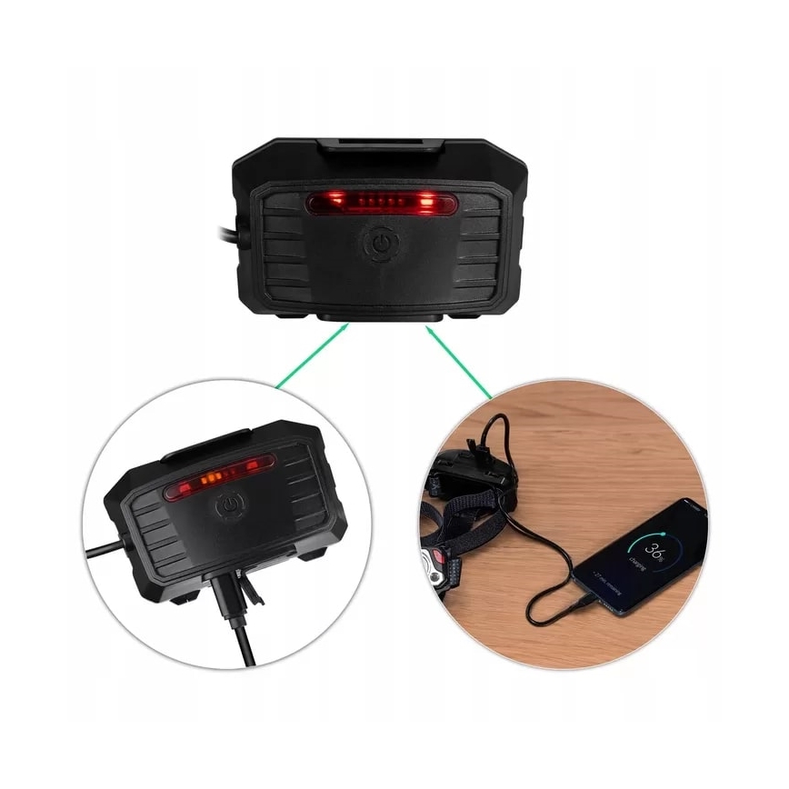 LED регулируема презареждаема челна лампа с сензор, функция пауърбанк и червена светлина LED/10W/5V IP44 1200 lm 4000 mAh