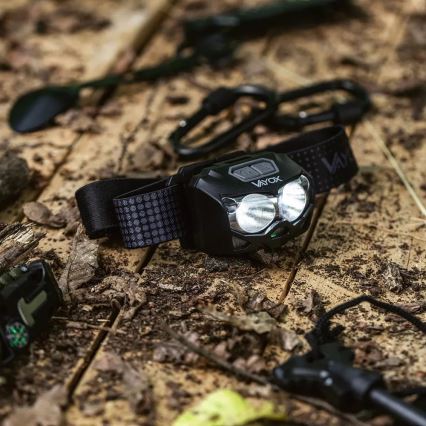 LED регулируема презареждаема челна лампа със сензор и червена светлина 2xLED/5W/5V/3xAAA IP65 500 lm 1200 mAh