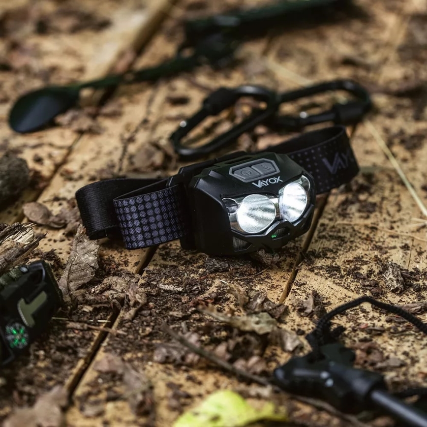 LED регулируема презареждаема челна лампа със сензор и червена светлина 2xLED/5W/5V/3xAAA IP65 500 lm 1200 mAh