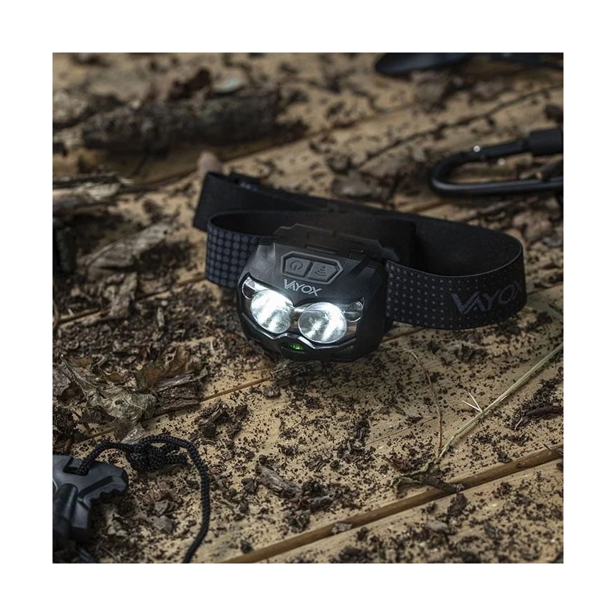 LED регулируема презареждаема челна лампа със сензор и червена светлина 2xLED/5W/5V/3xAAA IP65 500 lm 1200 mAh