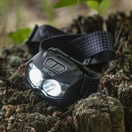 LED регулируема презареждаема челна лампа със сензор и червена светлина 2xLED/5W/5V/3xAAA IP65 500 lm 1200 mAh