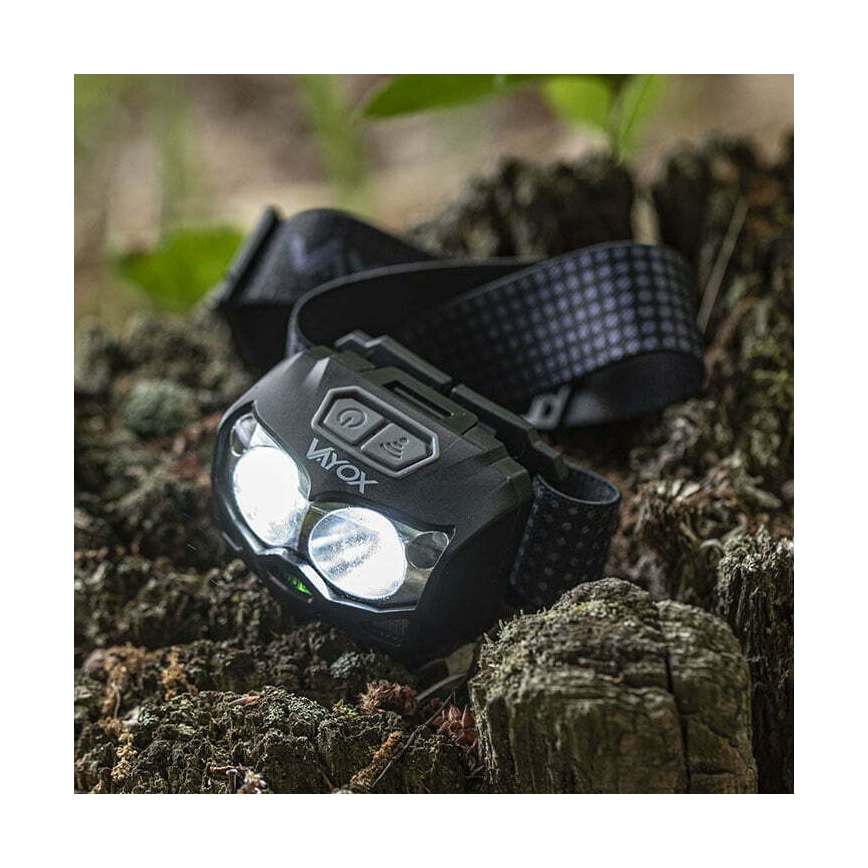 LED регулируема презареждаема челна лампа със сензор и червена светлина 2xLED/5W/5V/3xAAA IP65 500 lm 1200 mAh