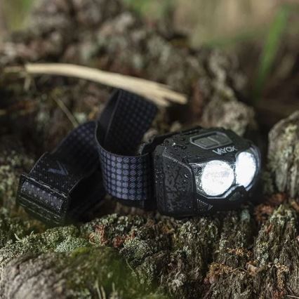 LED регулируема презареждаема челна лампа със сензор и червена светлина 2xLED/5W/5V/3xAAA IP65 500 lm 1200 mAh