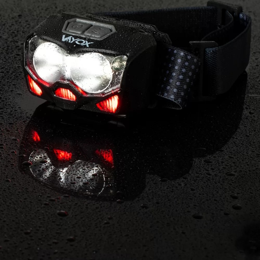 LED регулируема презареждаема челна лампа със сензор и червена светлина 2xLED/5W/5V/3xAAA IP65 500 lm 1200 mAh