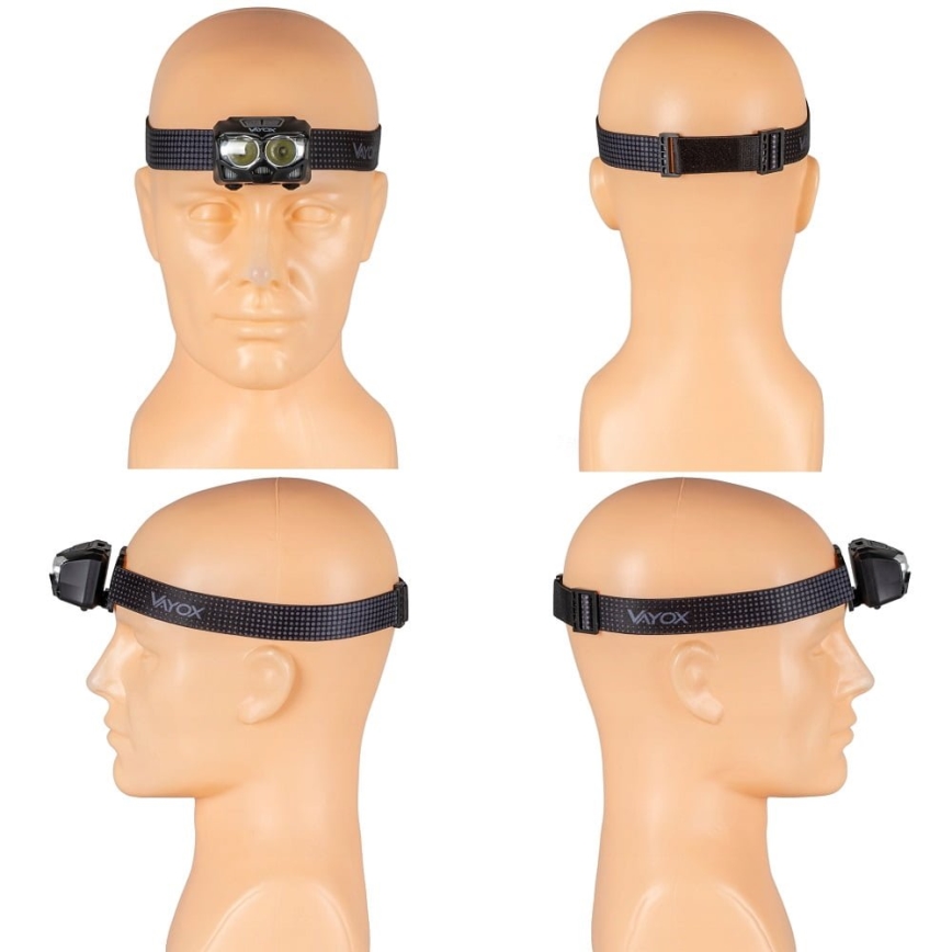 LED регулируема презареждаема челна лампа със сензор и червена светлина 2xLED/5W/5V/3xAAA IP65 500 lm 1200 mAh