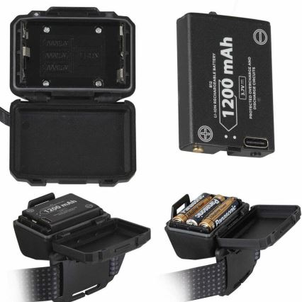 LED регулируема презареждаема челна лампа със сензор и червена светлина 2xLED/5W/5V/3xAAA IP65 500 lm 1200 mAh