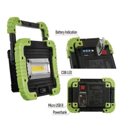 LED COB Акумулаторен прожектор LED/3,7V 3000 mAh IP44