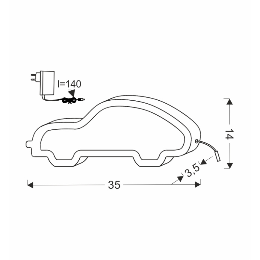 LED детска настолна лампа CAR LED/11W/230V черна