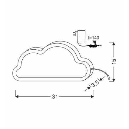 LED Детска настолна лампа CLOUD LED/11W/230V синя