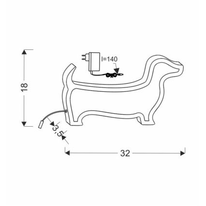 LED детска настолна лампа DOG LED/12W/230V розова
