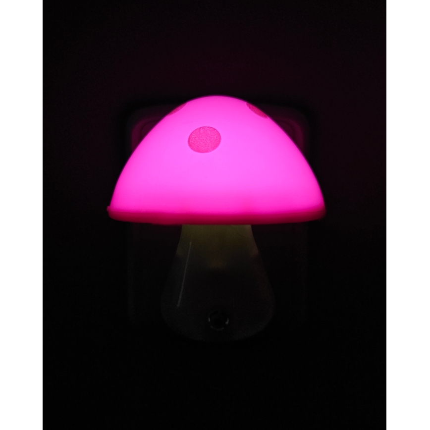 LED Детска нощна лампа със сензор за здрач LED/0,5W/230V мухоморка