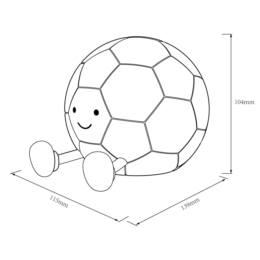 LED регулируема детска сензорна лампа FOOTBALL LED/2W/5V USB 1200 mAh бяла/черна