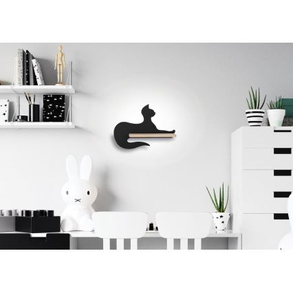 LED Детски аплик с рафт BLACK CAT LED/5W/230V