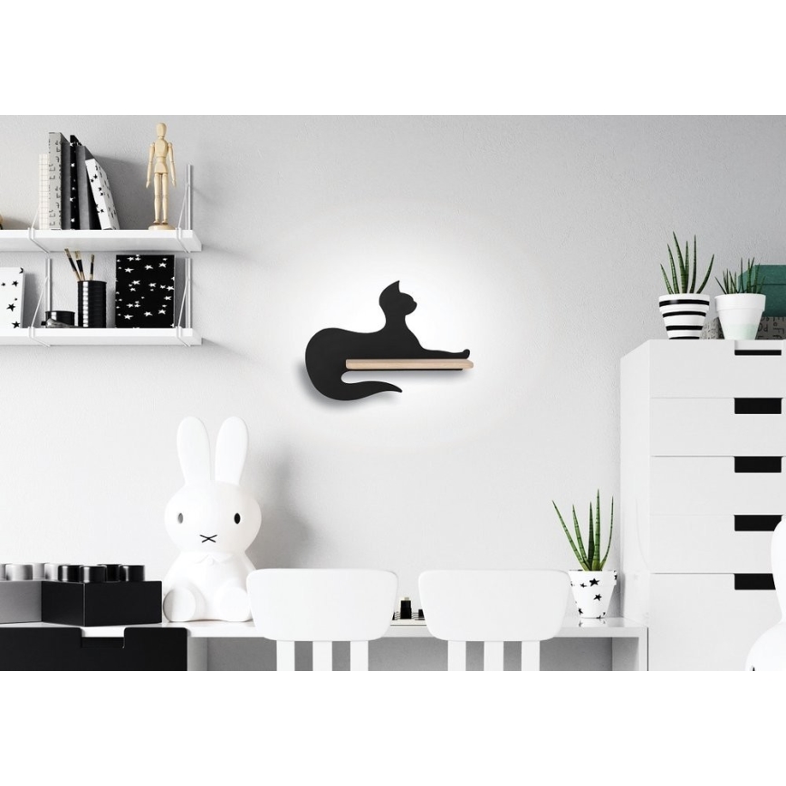 LED Детски аплик с рафт BLACK CAT LED/5W/230V