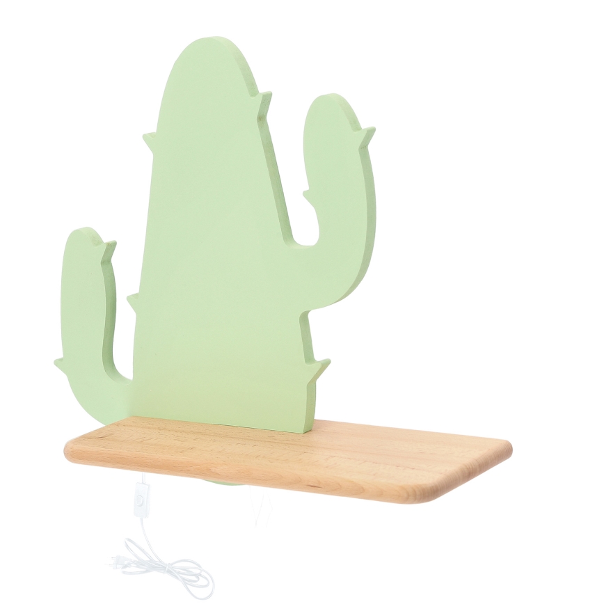 LED Детски аплик с рафт CACTUS LED/4W/230V зелен/дърво