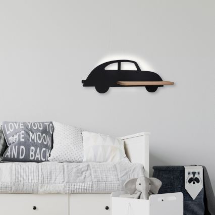 LED Детски аплик с рафт CAR LED/5W/230V черен/дърво
