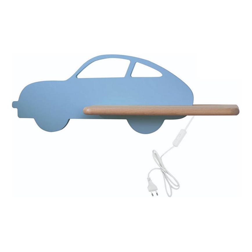 LED Детски аплик с рафт CAR LED/5W/230V син/дърво