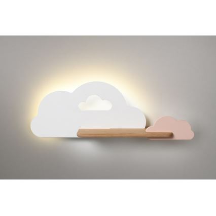 LED Детски аплик с рафт CLOUD LED/5W/230V бял/розов