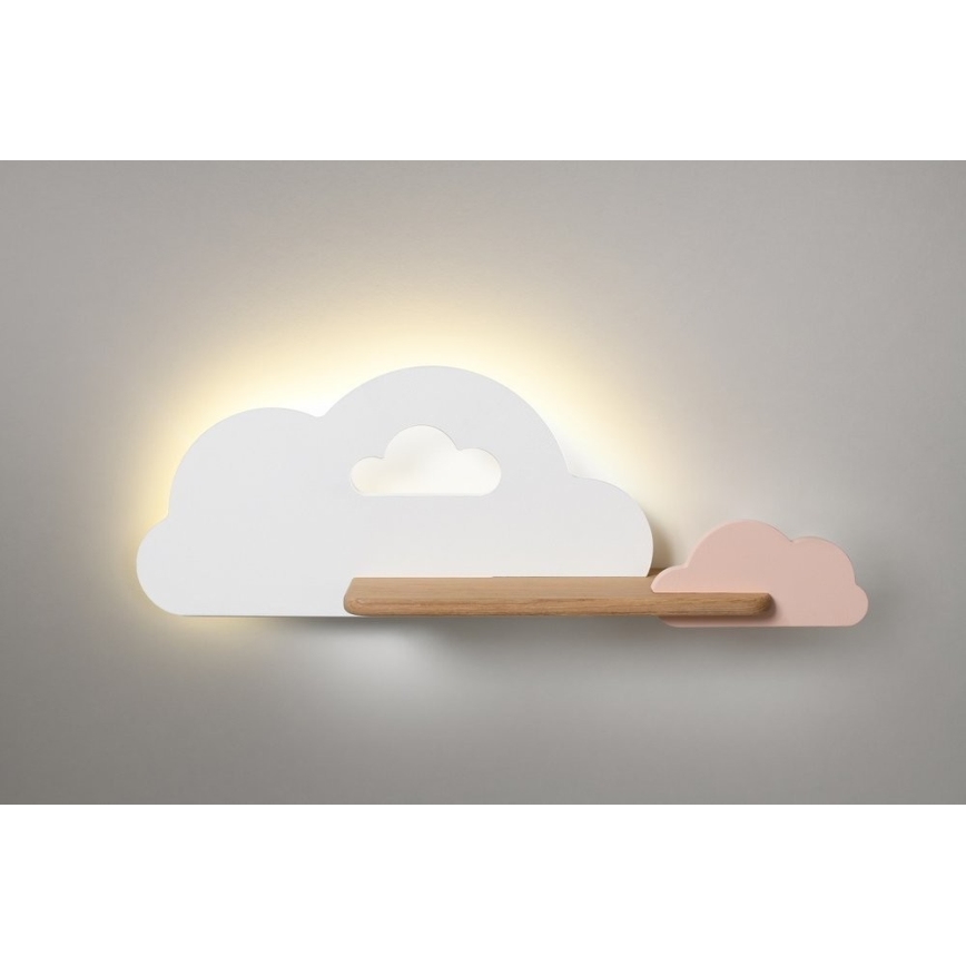 LED Детски аплик с рафт CLOUD LED/5W/230V бял/розов