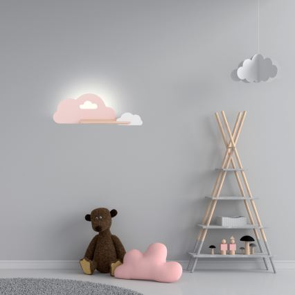 LED Детски аплик с рафт CLOUD LED/5W/230V розов/бял