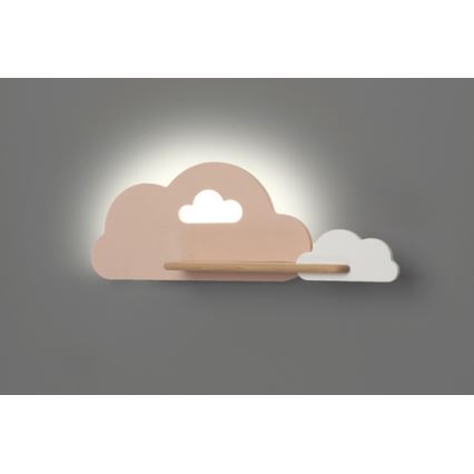 LED Детски аплик с рафт CLOUD LED/5W/230V розов/бял