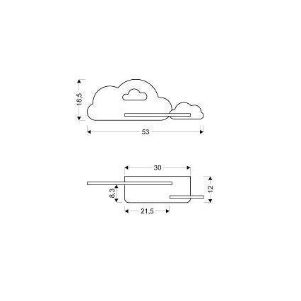 LED Детски аплик с рафт CLOUD LED/5W/230V розов/бял