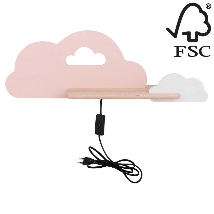 LED Детски аплик с рафт CLOUD LED/5W/230V розов/бял
