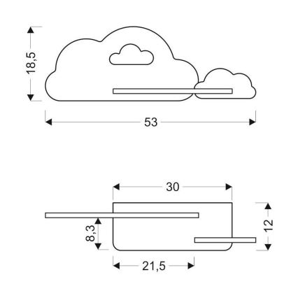 LED Детски аплик с рафт CLOUD LED/5W/230V розов/бял