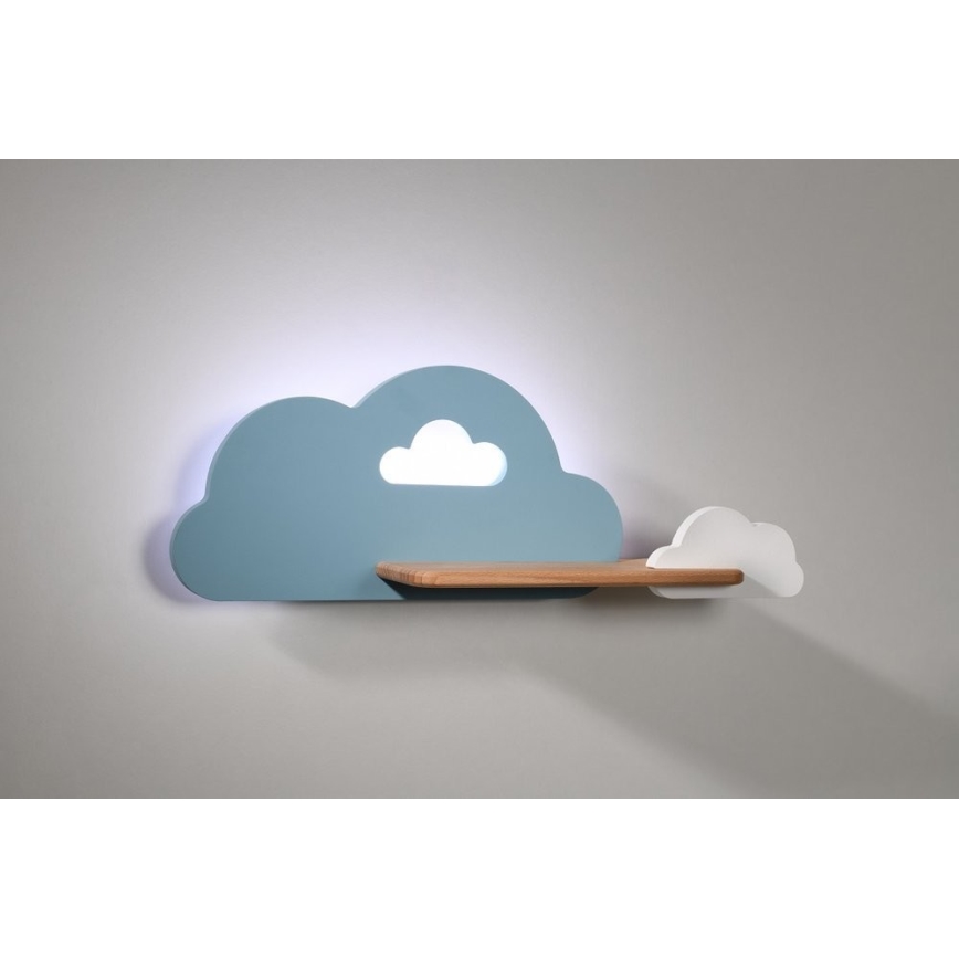 LED Детски аплик с рафт CLOUD LED/5W/230V син/бял