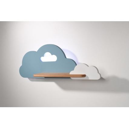 LED Детски аплик с рафт CLOUD LED/5W/230V син/бял