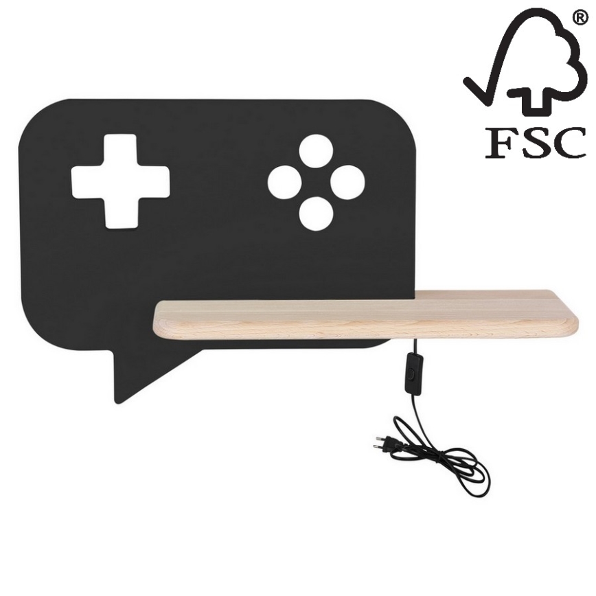 LED Детски аплик с рафт CONSOLE LED/5W/230V черен
