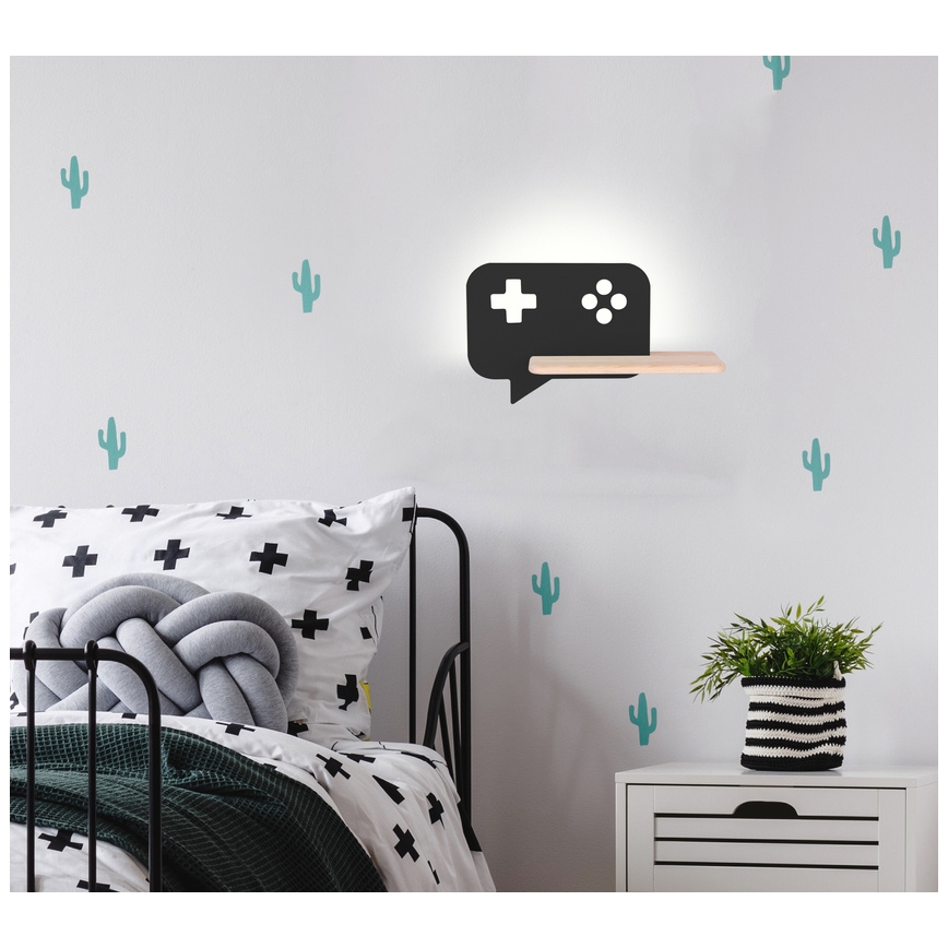 LED Детски аплик с рафт CONSOLE LED/5W/230V черен