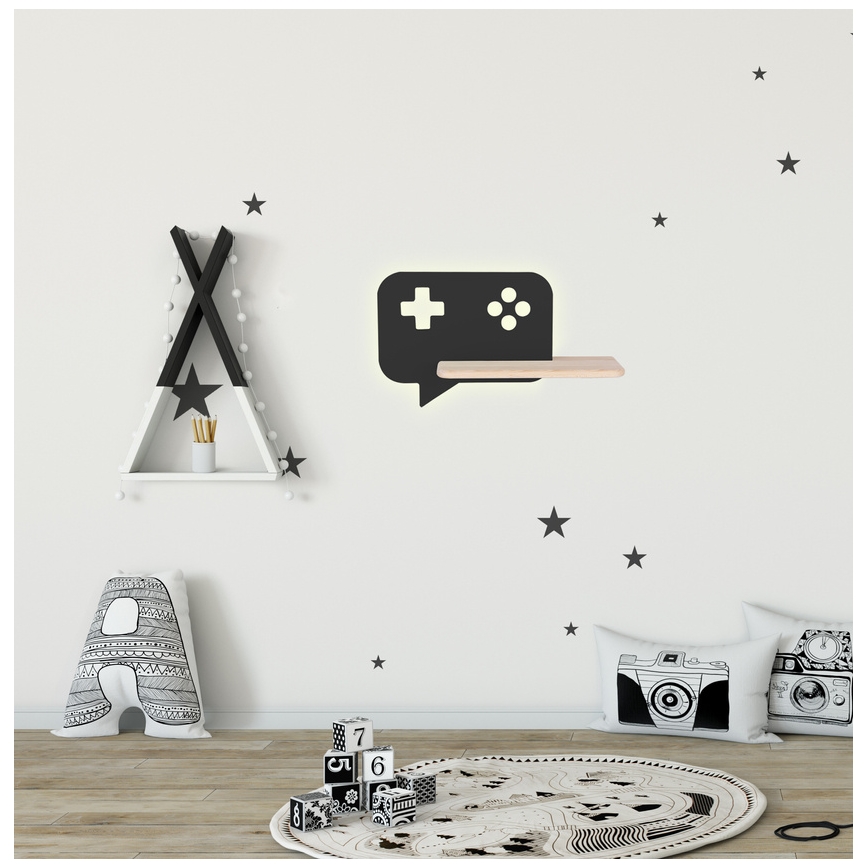 LED Детски аплик с рафт CONSOLE LED/5W/230V черен