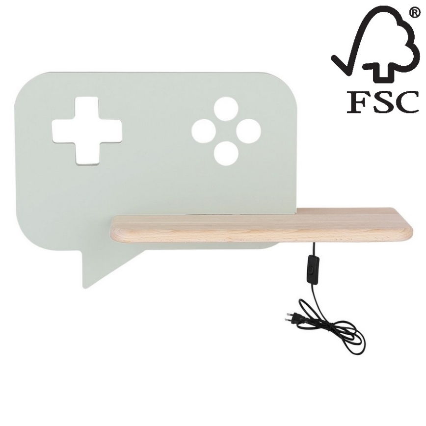 LED Детски аплик с рафт CONSOLE LED/5W/230V зелен