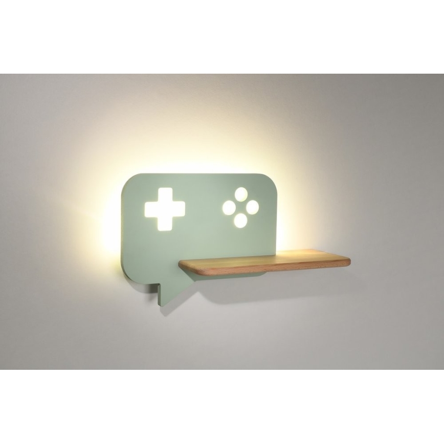 LED Детски аплик с рафт CONSOLE LED/5W/230V зелен