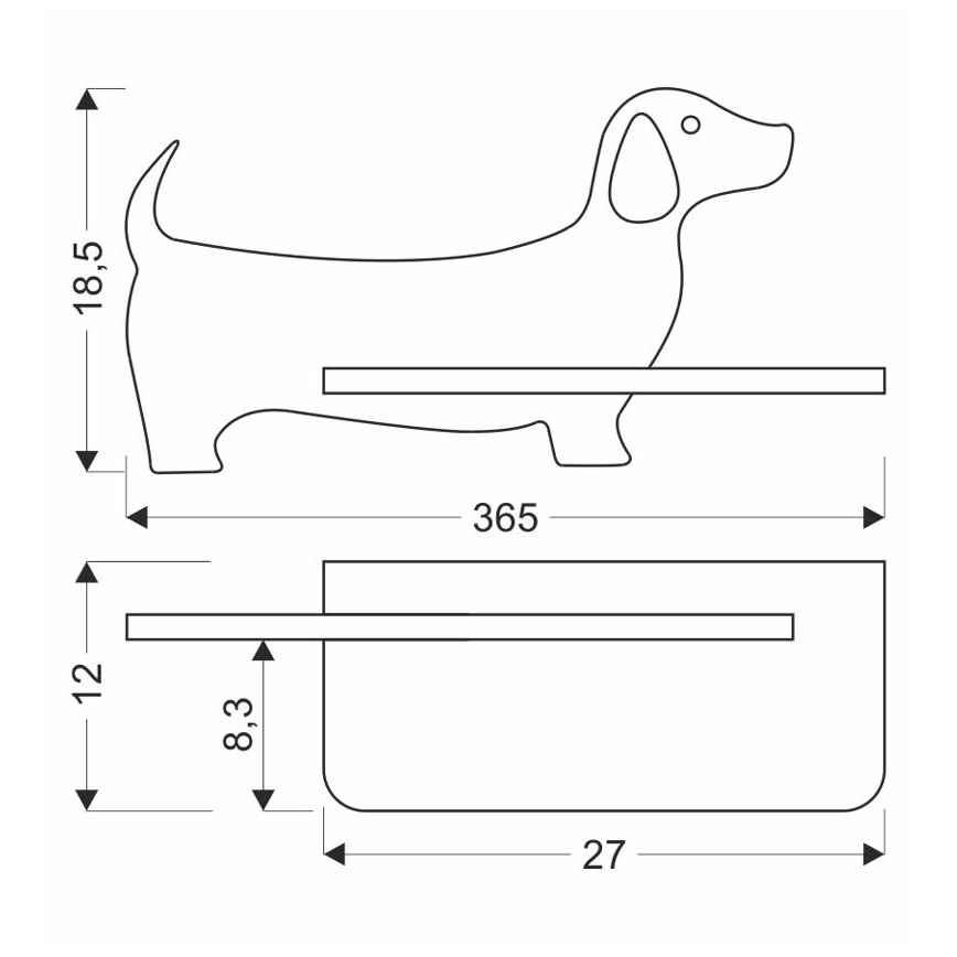 LED Детски аплик с рафт DOG LED/5W/230V черен/дърво