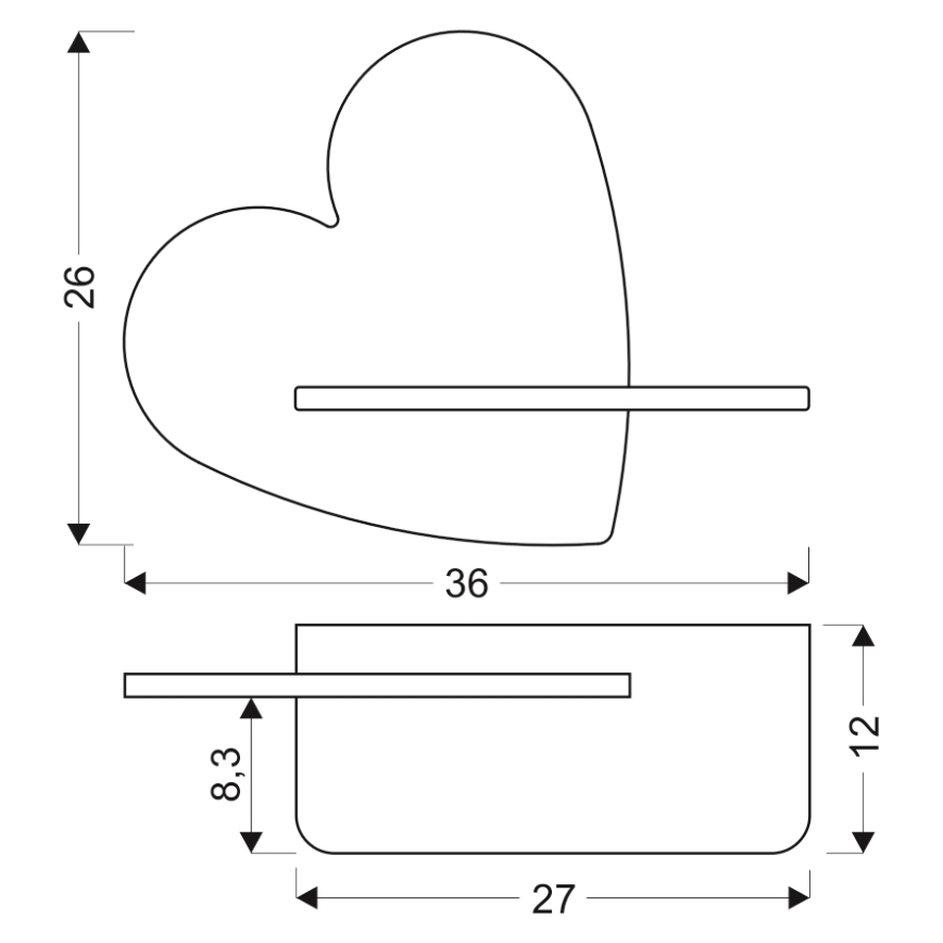 LED Детски аплик с рафт HEART LED/5W/230V розов/дърво