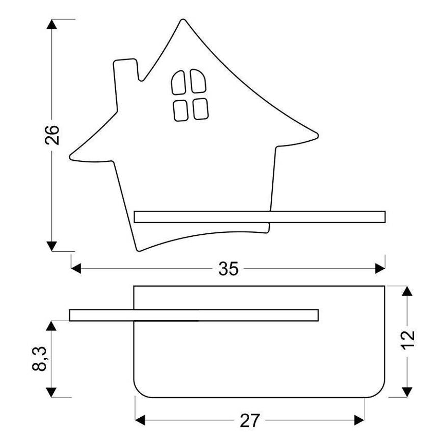 LED Детски аплик с рафт HOUSE LED/4W/230V сив/дърво