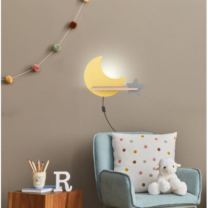 LED Детски аплик с рафт MOON LED/5W/230V
