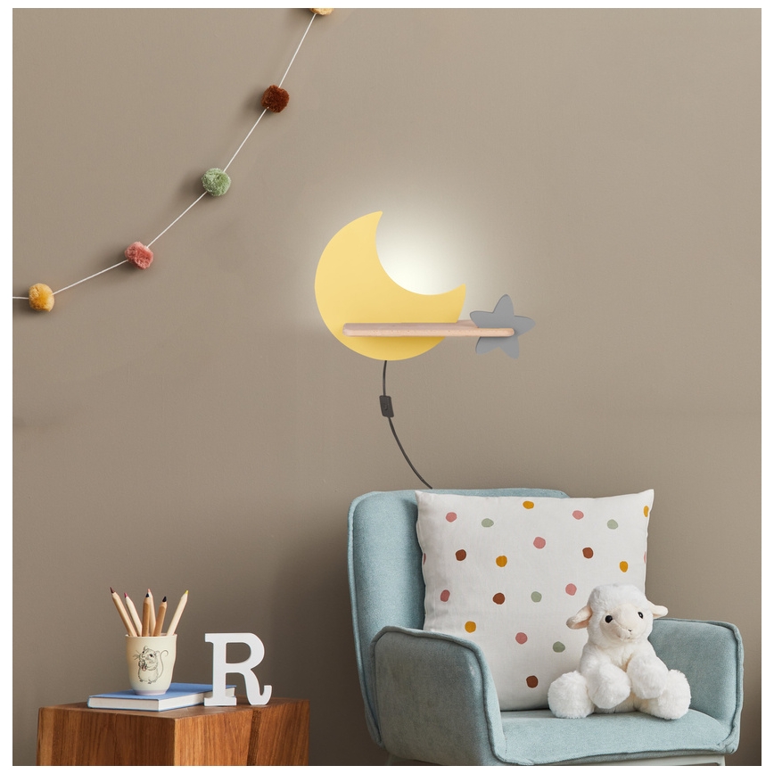 LED Детски аплик с рафт MOON LED/5W/230V