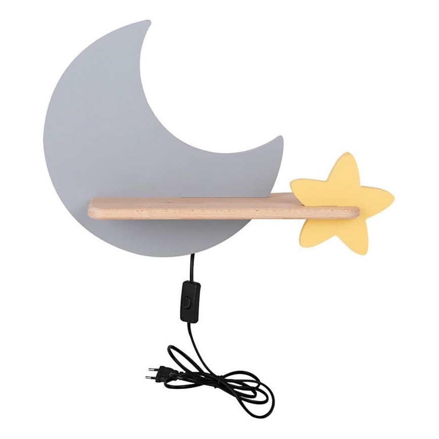 LED Детски аплик с рафт MOON LED/5W/230V