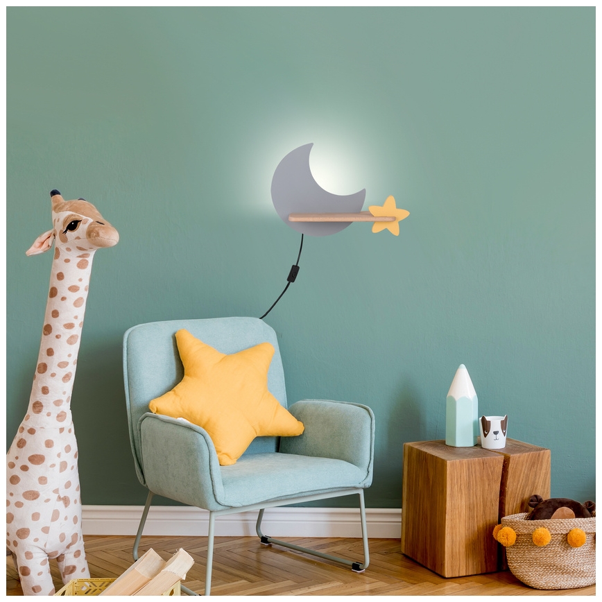 LED Детски аплик с рафт MOON LED/5W/230V
