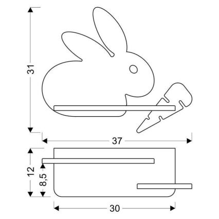 LED Детски аплик с рафт RABBIT LED/4W/230V сив/бял/дърво