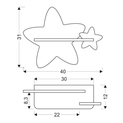 LED Детски аплик с рафт STAR LED/5W/230V - FSC сертифициран