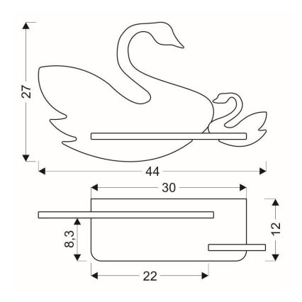 LED Детски аплик с рафт SWAN LED/5W/230V - FSC сертифициран