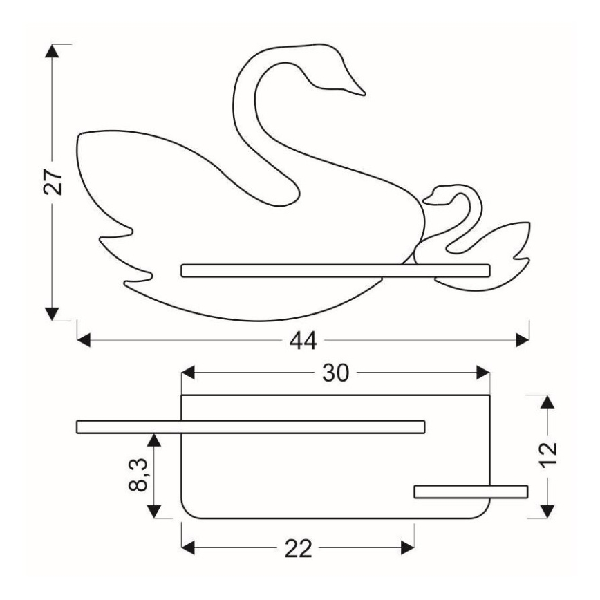 LED Детски аплик с рафт SWAN LED/5W/230V