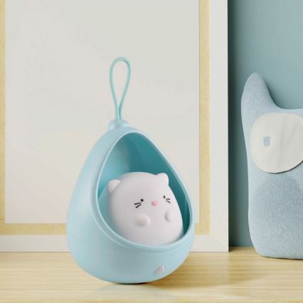 LED Детски ориентация лампа със сензор KITTY LED/0,5W/5V USB 1200 mAh син
