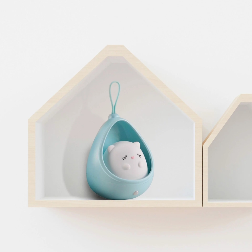 LED Детски ориентация лампа със сензор KITTY LED/0,5W/5V USB 1200 mAh син