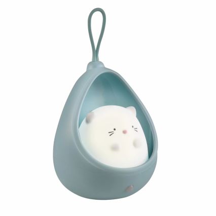 LED Детски ориентация лампа със сензор KITTY LED/0,5W/5V USB 1200 mAh син