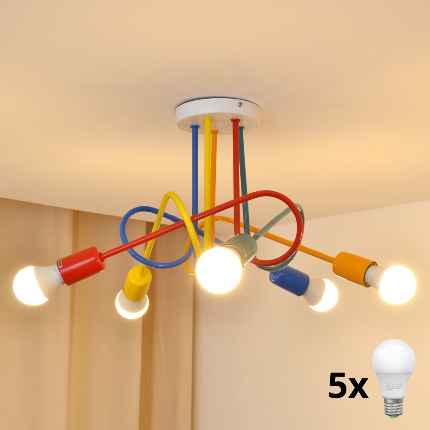 LED Детски пендел OXFORD 5xE27/15W/230V